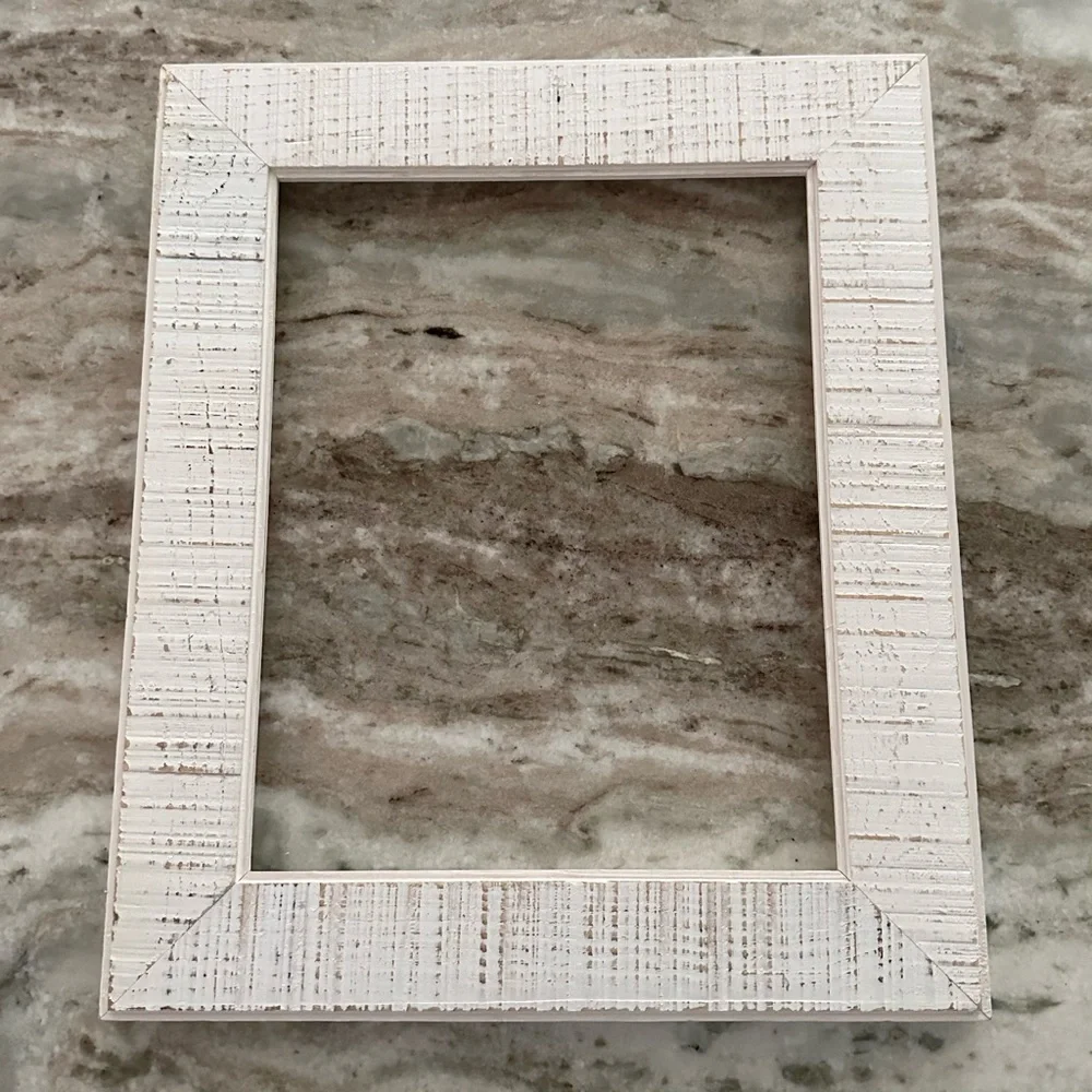 White Decorative Distressed Wood Frame - Farmhouse, Shabby Chic